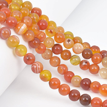 Намистини Агат червоний, Натур. камінь, 8 мм, Круглі (BUS-058070)