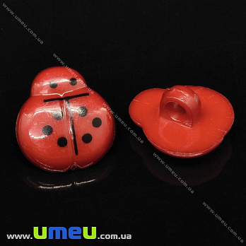 Гудзик пластиковий на ніжці Сонечко, 14х13 мм, Червоний (PUG-032811)