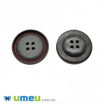 Гудзик пластиковий Круглий, 28 мм, Чорно-червоний (PUG-046573)