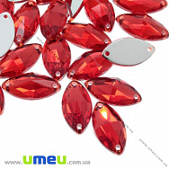 Пришивной кристалл пласт. Лодочка граненая, 15х7 мм, Красный, 1 шт (KAB-012195)