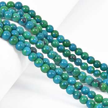 Бусины Хризоколла, Синт. камень, 6 мм, Круглые, 26 см (BUS-058054)