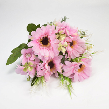 Букет гербери з ромашками, 33 см, Рожевий (DIF-057630)