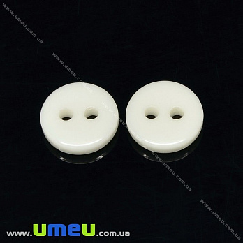 Пуговица пластиковая Круглая, 9 мм, Белая (PUG-032845)