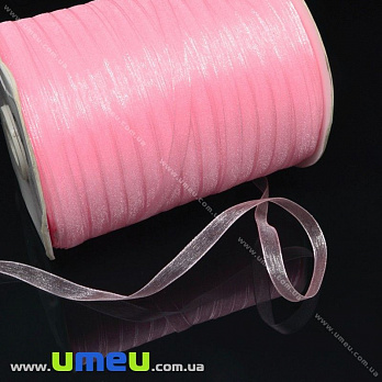 Лента из органзы, 6 мм, Розовая светлая (LEN-008111)