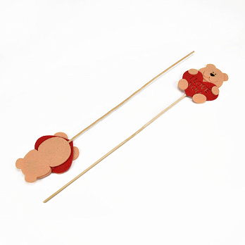 Декоративное изделие из фетра топер "Мишка с сердечком", 7х6 см (FLT-057006)