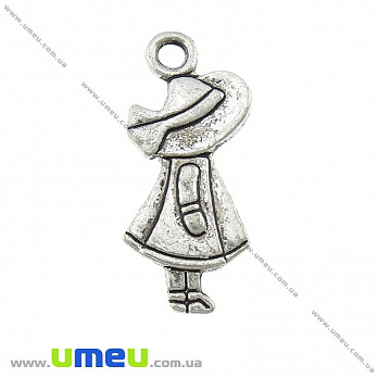 Підвіска метал. Дівчинка (двостор.), 25х11 мм, Античне срібло (POD-001262)