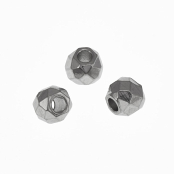 Бусины из нерж. стали Круглые граненые, 4х3 мм, Темное серебро (STL-062542)