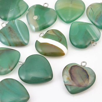 Подвеска Сердце, Натур. камень Агат зеленый, 20х20 мм (POD-058541)