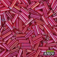 Бісер чеський Стеклярус 3, №97079, Червоний, Райдужний, 7 мм (BIS-058908)