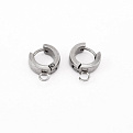 Серьги-кольца Huggie из нерж. стали, 14,5х11х4 мм, Темное серебро (STL-059031)