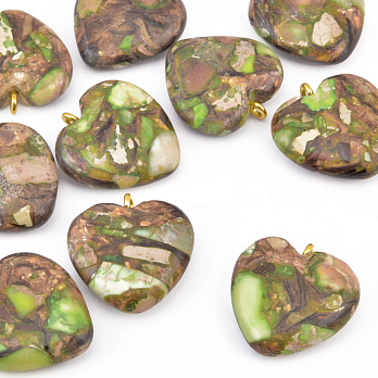 Підвіска Серце, Синт. камінь Яшма імператорська, 20х20 мм (POD-058559)