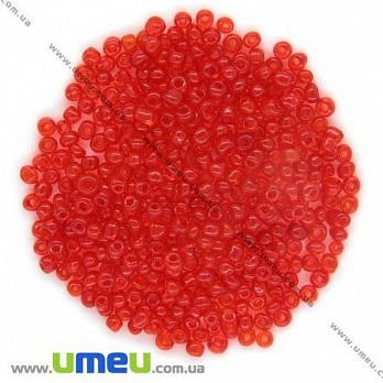 Бісер китайський великий, 6/0, Червоний прозорий, 4 мм (BIS-000623)