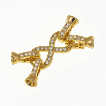 Застёжка, 36х11 мм, Латунь с покрытием 18 kt, Куб. цирконий (ZAM-060851)