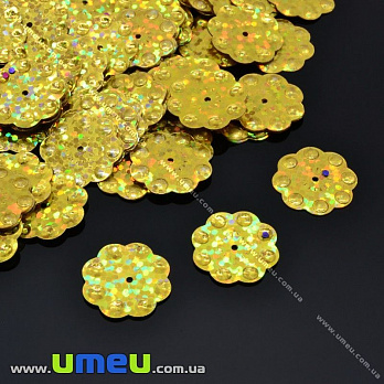 Паєтки Китай Квіти, 15 мм, Золотисті (PAI-013182)