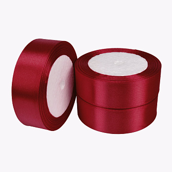 Атласная лента, 25 мм, Красная темная (LEN-056758)