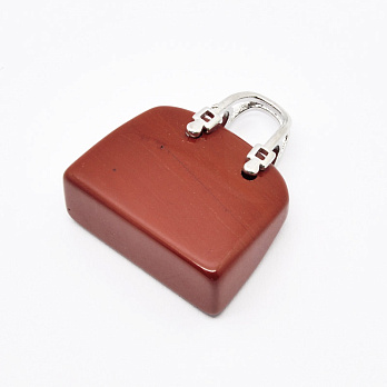 Подвеска Сумочка, Натур. камень Яшма красная, 27х25х10 мм (POD-054421)