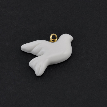 Підвіска Голуб із полімерної глини, 30х25 мм, Біла (POD-058994)