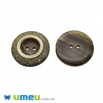 Пуговица пластиковая Круглая, 30 мм, Коричневая (PUG-046549)