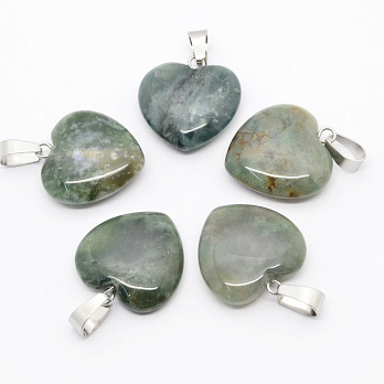 Подвеска Сердце, Натур. камень Агат индийский, 20х20 мм (POD-054342)