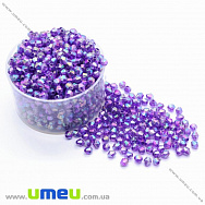 Намистини акрилові Біконуси, 4х4 мм, Фіолетові АВ (BUS-018064)