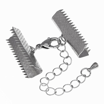 Замок-карабін із нерж. ст. із затискачами 25х9 мм, Темне срібло (STL-055763)