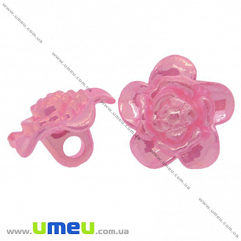 Гудзик пластиковий на ніжці Квітка Анемона, 17х11 мм, Рожевий АВ (PUG-008928)