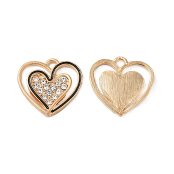 Підвіска метал. Серця зі стразами, 20х20 мм, Світле золото (POD-053486)