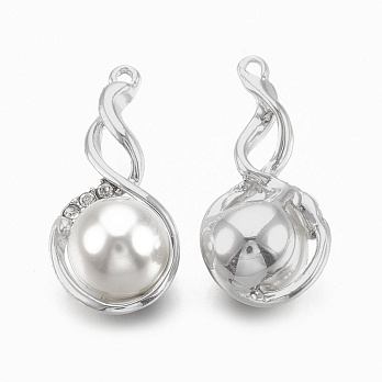 Підвіска метал. зі стразами та перлиною, 26,5х13 мм, Темне срібло (POD-053901)