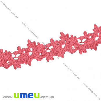 Тасьма тиснена Трояндочки, 20 мм, Коралове (LEN-025663)