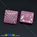 Пуговица пластиковая на полуножке Квадратная, 14х14 мм, Розовая (PUG-012971)