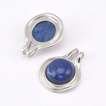 Підвіска Кругла, Натур. камінь Ляпіс Лазурит, 28х22,5 мм (POD-058660)