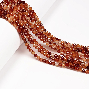 Намистини Агат червоний, Натур. камінь, 4 мм, Круглі (BUS-053958)