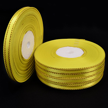 Атласная лента с люрексом, 6 мм, Желтая (LEN-052846)