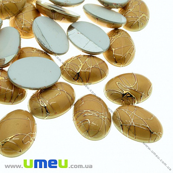 Кабошон пластиковий, Овал, 18х13 мм, Золотистий (KAB-022034)