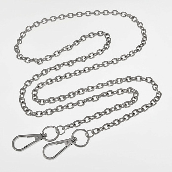 Ланцюг для сумки металевий з карабінами, Темне срібло, 124 см (SEW-062329)
