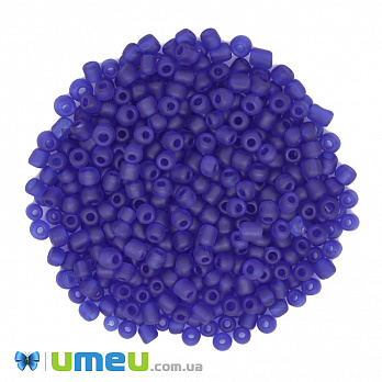 Бісер китайський великий, 6/0, Синій прозорий матовий, 4 мм (BIS-039273)