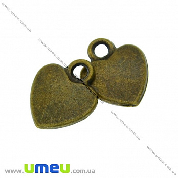 Підвіска метал. Сердечко, 12х10 мм, Антична бронза (POD-003359)