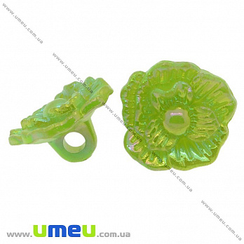 Гудзик пластиковий на ніжці Роза, 17х10 мм, Зелений АВ (PUG-008924)