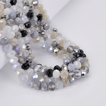 Намистини ронделі, 8х6 мм, Мікс сірий (BUS-052164)