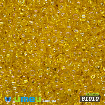 Бісер чеський №771 / 81010, Жовтий, Прозорий райдужний, 10/0 (BIS-010095)