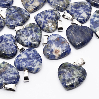 Подвеска Сердце, Натур. камень Содалит, 20х20 мм (POD-054362)