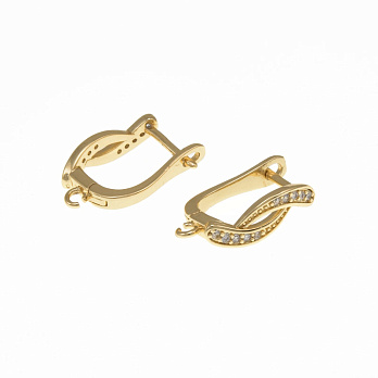 Швензы, Латунь с покрытием 18 kt, Стрази куб. цирконий, 17х12х5 мм (OSN-059061)