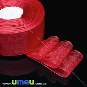 Лента из органзы, 40 мм, Красная (LEN-016617)