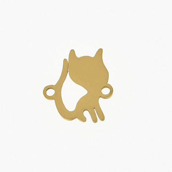 Конектор з нерж. сталі Котик, 15,5х13,5 мм, Золото (STL-061403)