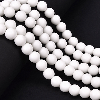 Бусины Мрамор белый, Синт. камень, 10,5 мм, Круглые (BUS-051867)