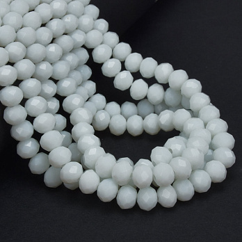 Бусины рондели, 8х6 мм, Белые (BUS-057144)