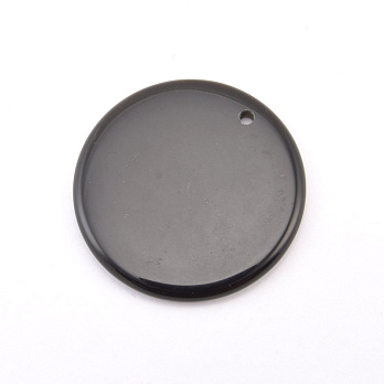 Підвіска Кругла плоска, Натур. камінь Обсидіан чорний, 30 мм (POD-058642)