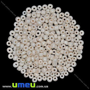 Бисер китайский крупный, 6/0, Кремовый перламутровый, 4 мм (BIS-015633)