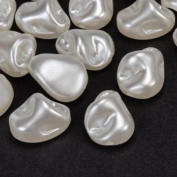 Намистини пластикові, Імітація барокових перлів, 16,5х13х10 мм, Молочні (BUS-059867)