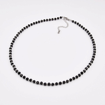 Чокер чорний, Намистини скляні, 41 см, Нерж сталь (BUS-058759)